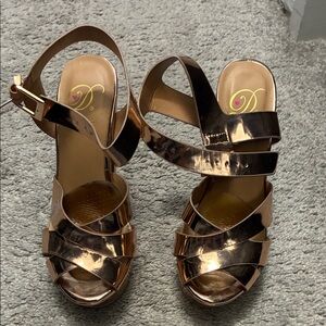 SHEIN Shiny Rose Gold Strappy Heels